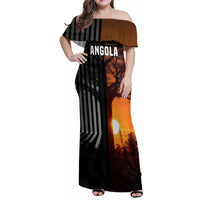 Angola Family Matching Off Shoulder Maxi Dress and Hawaiian Shirt with Sunset Zebra Design and African Nature - Wonder Print Shop