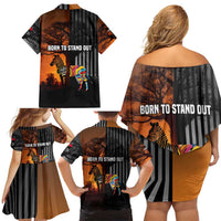 Angola Family Matching Off Shoulder Short Dress and Hawaiian Shirt with Sunset Zebra Design and African Nature - Wonder Print Shop
