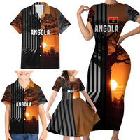 Angola Family Matching Short Sleeve Bodycon Dress and Hawaiian Shirt with Sunset Zebra Design and African Nature - Wonder Print Shop