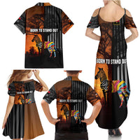 Angola Family Matching Summer Maxi Dress and Hawaiian Shirt with Sunset Zebra Design and African Nature - Wonder Print Shop