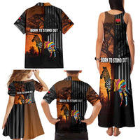 Angola Family Matching Tank Maxi Dress and Hawaiian Shirt with Sunset Zebra Design and African Nature - Wonder Print Shop