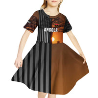 Angola Kid Short Sleeve Dress with Sunset Zebra Design and African Nature - Wonder Print Shop