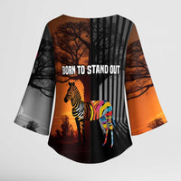 Angola Kimono Sleeve Blouse with Sunset Zebra Design and African Nature - Wonder Print Shop