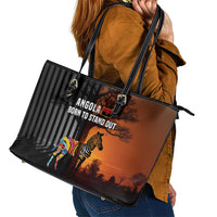 Angola Leather Tote Bag with Sunset Zebra Design and African Nature - Wonder Print Shop