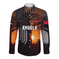 Angola Long Sleeve Button Shirt with Sunset Zebra Design and African Nature - Wonder Print Shop
