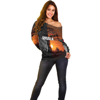Angola Off Shoulder Sweater with Sunset Zebra Design and African Nature - Wonder Print Shop