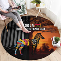 Angola Round Carpet with Sunset Zebra Design and African Nature - Wonder Print Shop