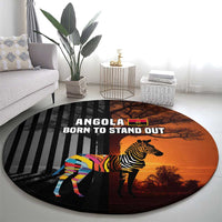 Angola Round Carpet with Sunset Zebra Design and African Nature - Wonder Print Shop