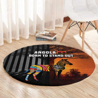 Angola Round Carpet with Sunset Zebra Design and African Nature - Wonder Print Shop