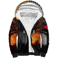 Angola Sherpa Hoodie with Sunset Zebra Design and African Nature - Wonder Print Shop