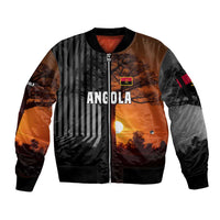 Angola Sleeve Zip Bomber Jacket with Sunset Zebra Design and African Nature - Wonder Print Shop