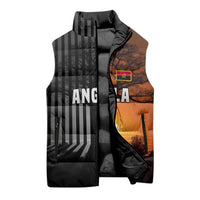 Angola Sleeveless Puffer Jacket with Sunset Zebra Design and African Nature - Wonder Print Shop