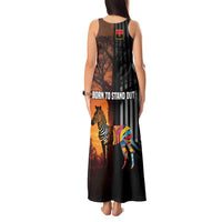 Angola Tank Maxi Dress with Sunset Zebra Design and African Nature - Wonder Print Shop