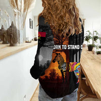Angola Women Casual Shirt with Sunset Zebra Design and African Nature - Wonder Print Shop