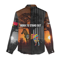 Angola Women Casual Shirt with Sunset Zebra Design and African Nature - Wonder Print Shop