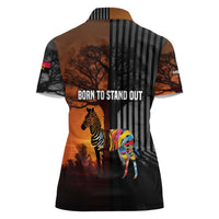 Angola Women Polo Shirt with Sunset Zebra Design and African Nature - Wonder Print Shop