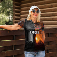 Angola Women Polo Shirt with Sunset Zebra Design and African Nature - Wonder Print Shop
