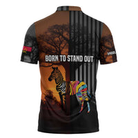 Angola Zipper Polo Shirt with Sunset Zebra Design and African Nature - Wonder Print Shop