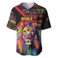 Angola Baseball Jersey with Multicolor Tribal Design and Vibrant Lion - Wonder Print Shop