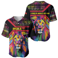 Angola Baseball Jersey with Multicolor Tribal Design and Vibrant Lion - Wonder Print Shop