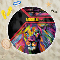 Angola Beach Blanket with Multicolor Tribal Design and Vibrant Lion - Wonder Print Shop