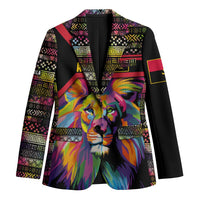 Angola Blazer with Multicolor Tribal Design and Vibrant Lion - Wonder Print Shop