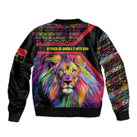 Angola Bomber Jacket with Multicolor Tribal Design and Vibrant Lion - Wonder Print Shop