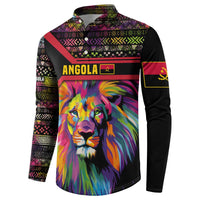 Angola Button Sweatshirt with Multicolor Tribal Design and Vibrant Lion - Wonder Print Shop