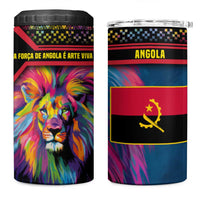 Angola 4 in 1 Can Cooler Tumbler with Multicolor Tribal Design and Vibrant Lion - Wonder Print Shop