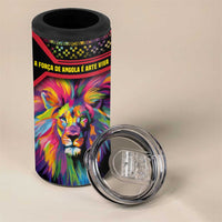 Angola 4 in 1 Can Cooler Tumbler with Multicolor Tribal Design and Vibrant Lion - Wonder Print Shop