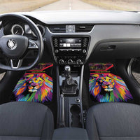 Angola Car Mats with Multicolor Tribal Design and Vibrant Lion - Wonder Print Shop