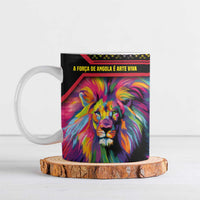 Angola Ceramic Mug with Multicolor Tribal Design and Vibrant Lion - Wonder Print Shop