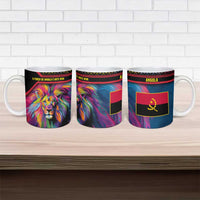 Angola Ceramic Mug with Multicolor Tribal Design and Vibrant Lion - Wonder Print Shop