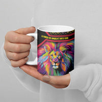 Angola Ceramic Mug with Multicolor Tribal Design and Vibrant Lion - Wonder Print Shop