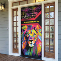 Angola Door Cover with Multicolor Tribal Design and Vibrant Lion - Wonder Print Shop