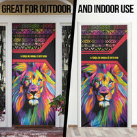 Angola Door Cover with Multicolor Tribal Design and Vibrant Lion - Wonder Print Shop