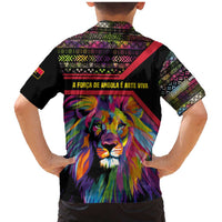 Angola Family Matching Mermaid Dress and Hawaiian Shirt with Multicolor Tribal Design and Vibrant Lion - Wonder Print Shop