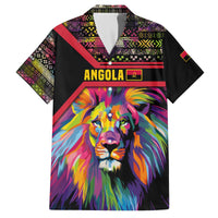 Angola Family Matching Off The Shoulder Long Sleeve Dress and Hawaiian Shirt with Multicolor Tribal Design and Vibrant Lion - Wonder Print Shop