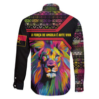 Angola Family Matching Off The Shoulder Long Sleeve Dress and Hawaiian Shirt with Multicolor Tribal Design and Vibrant Lion - Wonder Print Shop