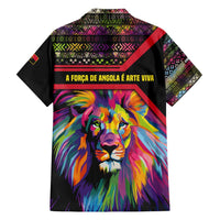 Angola Family Matching Off Shoulder Maxi Dress and Hawaiian Shirt with Multicolor Tribal Design and Vibrant Lion - Wonder Print Shop
