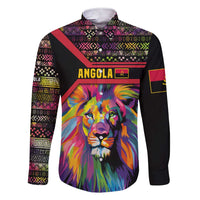 Angola Family Matching Short Sleeve Bodycon Dress and Hawaiian Shirt with Multicolor Tribal Design and Vibrant Lion - Wonder Print Shop
