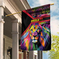 Angola Garden Flag with Multicolor Tribal Design and Vibrant Lion - Wonder Print Shop