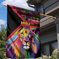 Angola Garden Flag with Multicolor Tribal Design and Vibrant Lion - Wonder Print Shop