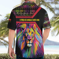 Angola Hawaiian Shirt with Multicolor Tribal Design and Vibrant Lion - Wonder Print Shop