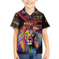 Angola Hawaiian Shirt with Multicolor Tribal Design and Vibrant Lion - Wonder Print Shop