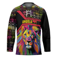 Angola Hockey Jersey with Multicolor Tribal Design and Vibrant Lion - Wonder Print Shop