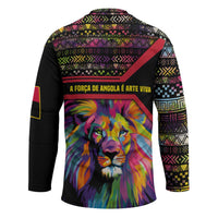 Angola Hockey Jersey with Multicolor Tribal Design and Vibrant Lion - Wonder Print Shop