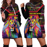 Angola Hoodie Dress with Multicolor Tribal Design and Vibrant Lion - Wonder Print Shop