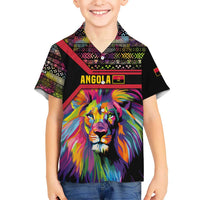 Angola Kid Hawaiian Shirt with Multicolor Tribal Design and Vibrant Lion - Wonder Print Shop