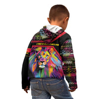 Angola Kid Hoodie with Multicolor Tribal Design and Vibrant Lion - Wonder Print Shop